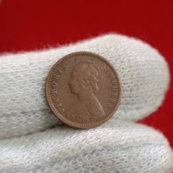 Alternative view of Victoria Empress 1/12 Anna Copper 1894 Year Calcutta Mint British of India
