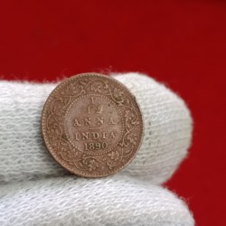 Victoria Empress 1/12 Anna Copper 1890 Year Calcutta Mint British of India