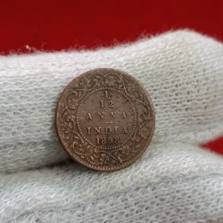 Victoria Empress 1/12 Anna Copper 1898 Year Calcutta Mint British of India