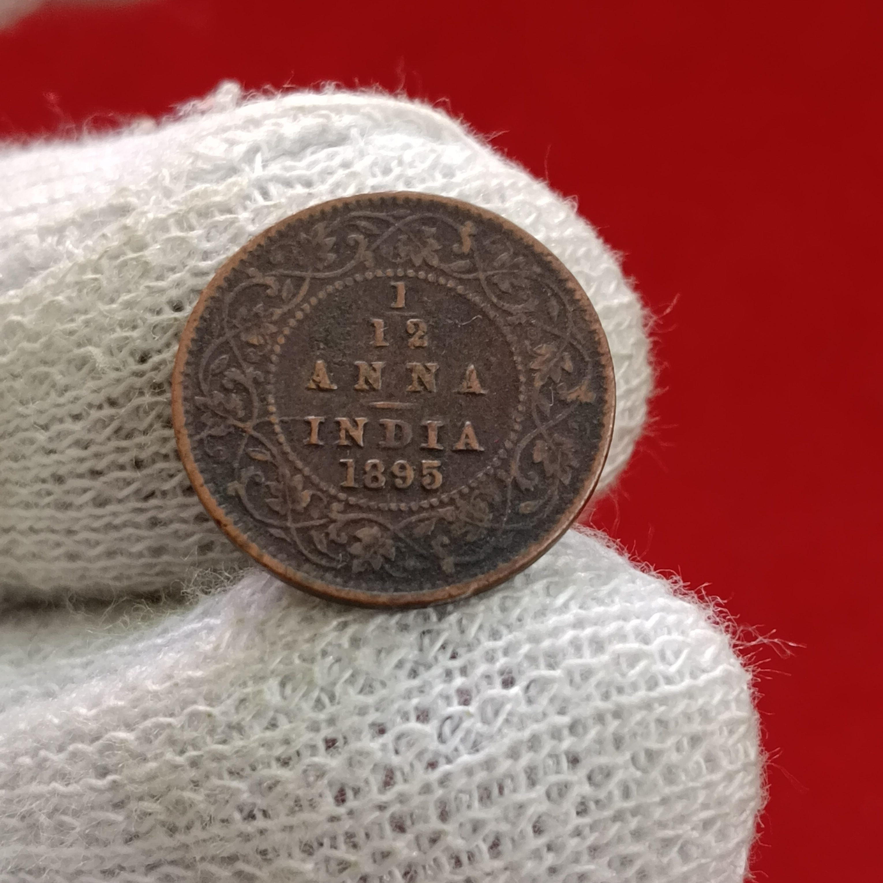 Victoria Empress 1/12 Anna Copper 1895 Year Calcutta Mint British of India