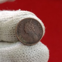Alternative view of Victoria Empress 1/12 Anna Copper 1895 Year Calcutta Mint British of India