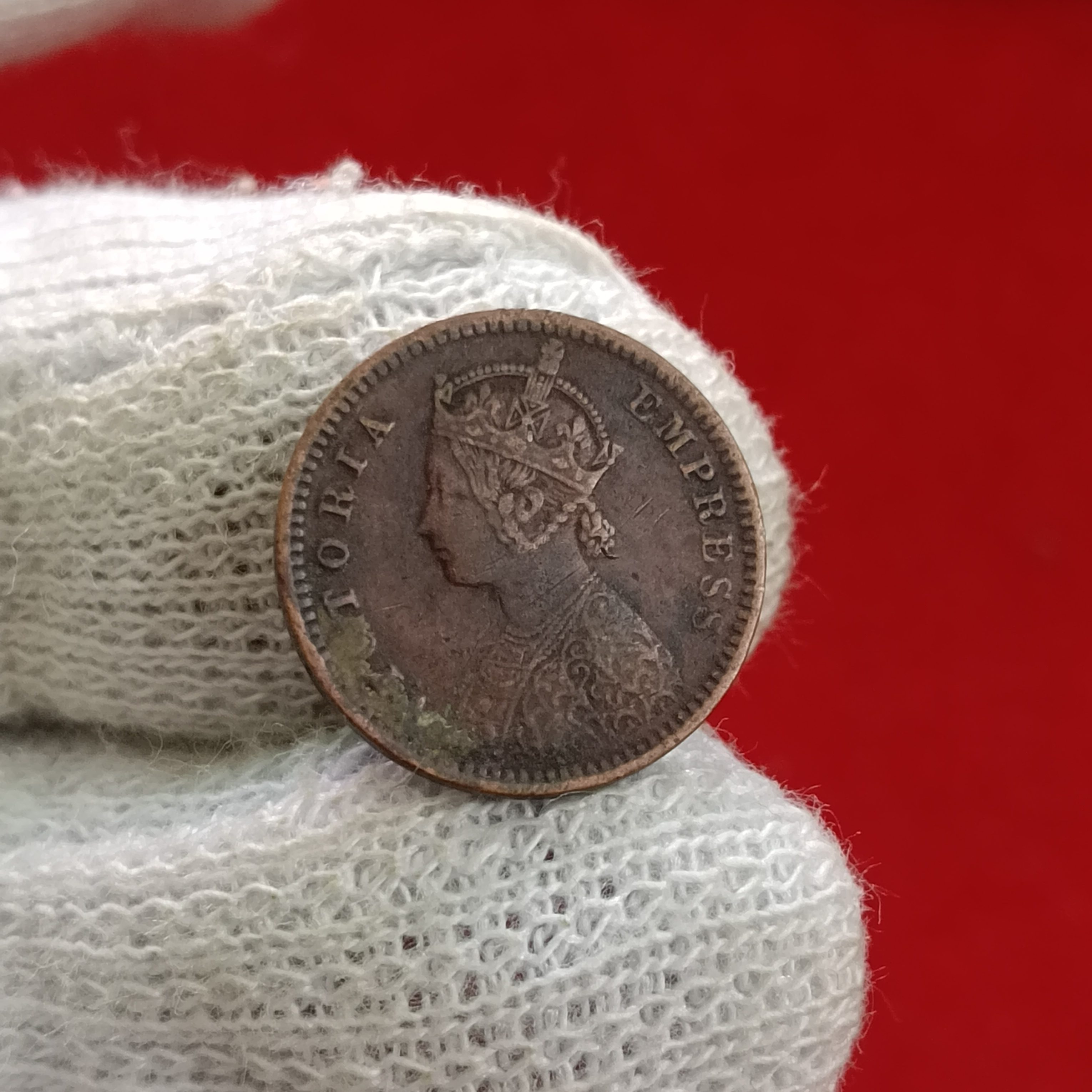 Victoria Empress 1/12 Anna Copper 1895 Year Calcutta Mint British of India - Image 2