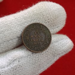 Victoria Empress 1/12 Anna Copper 1887 Year Calcutta Mint British of India