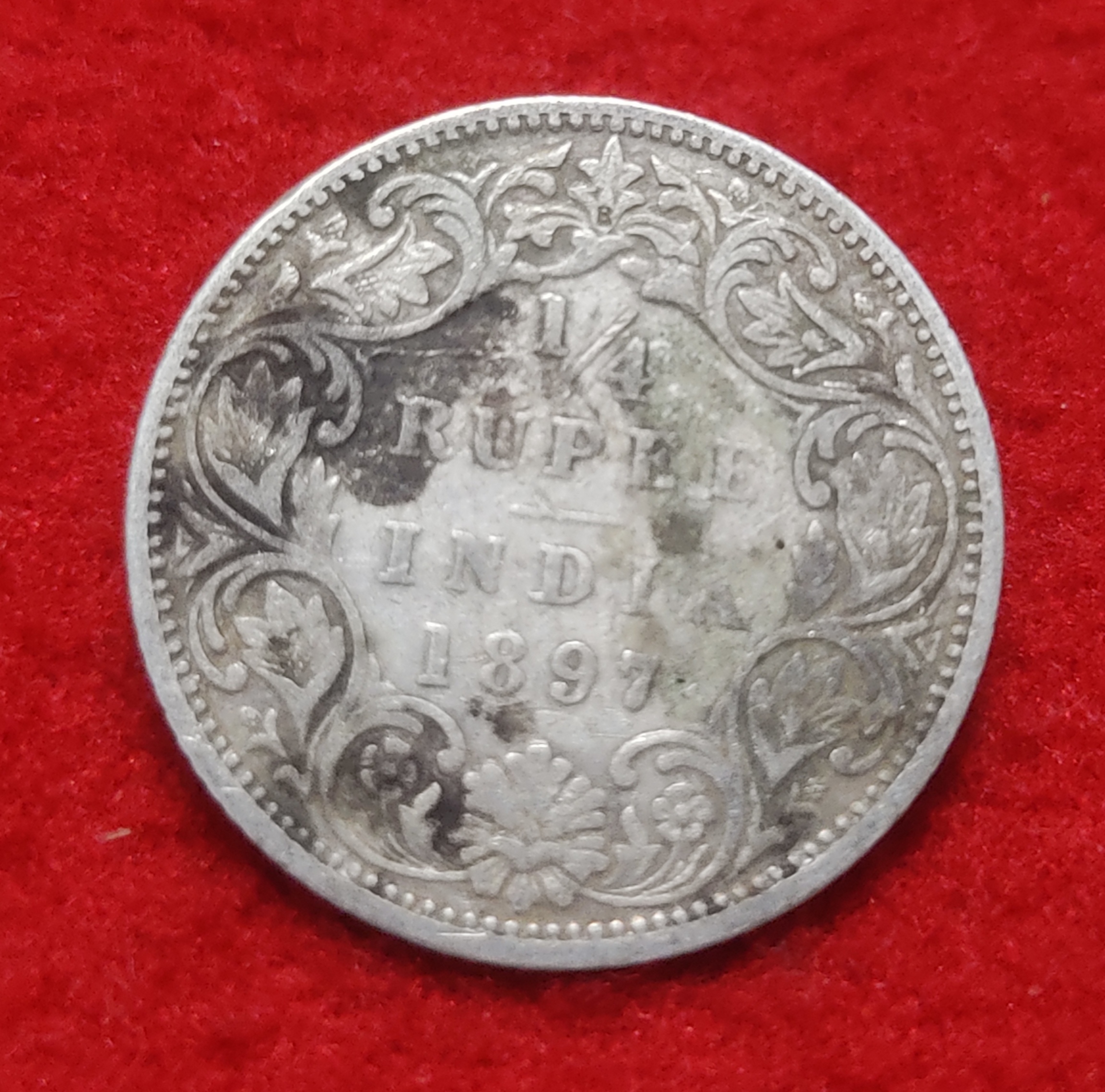 1/4 RUPEE SILVER COIN VICTORIA EMPRESS 1897 BOMBAY MINT