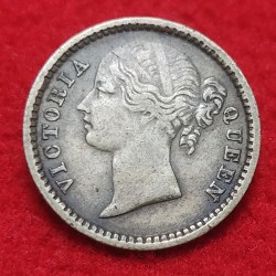 Alternative view of RARE 1/4 RUPEE SILVER COIN VICTORIA EMPRESS 1840 MADRAS MINT