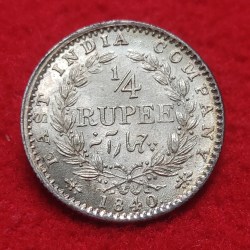 1/4 RUPEE CONTINUES LEGEND VICTORIA QUEEN 1840 GEM UNC CONDITION