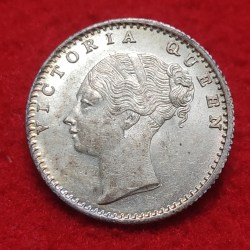 Alternative view of 1/4 RUPEE CONTINUES LEGEND VICTORIA QUEEN 1840 GEM UNC CONDITION