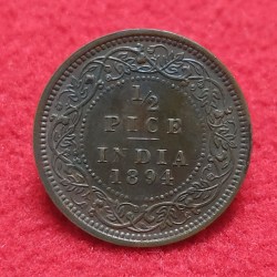 1/2 PICE VICTORIA EMPRESS 1894 CALCUTTA MINT BEAUTIFUL CONDITION