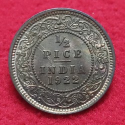 1/2 PICE GEORGE V 1922 CALCUTTA MINT HIGH CONDITION COIN