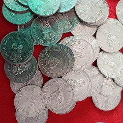 One Rs FSS Scare Coins Saint Dyaneshwar Cellur Jail 70 Pcs Given Republic of India