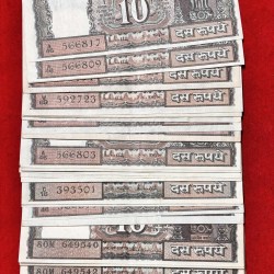 Alternative view of Ten Rs Rare Black Boat Notes Unc Condition 38 Pcs Given