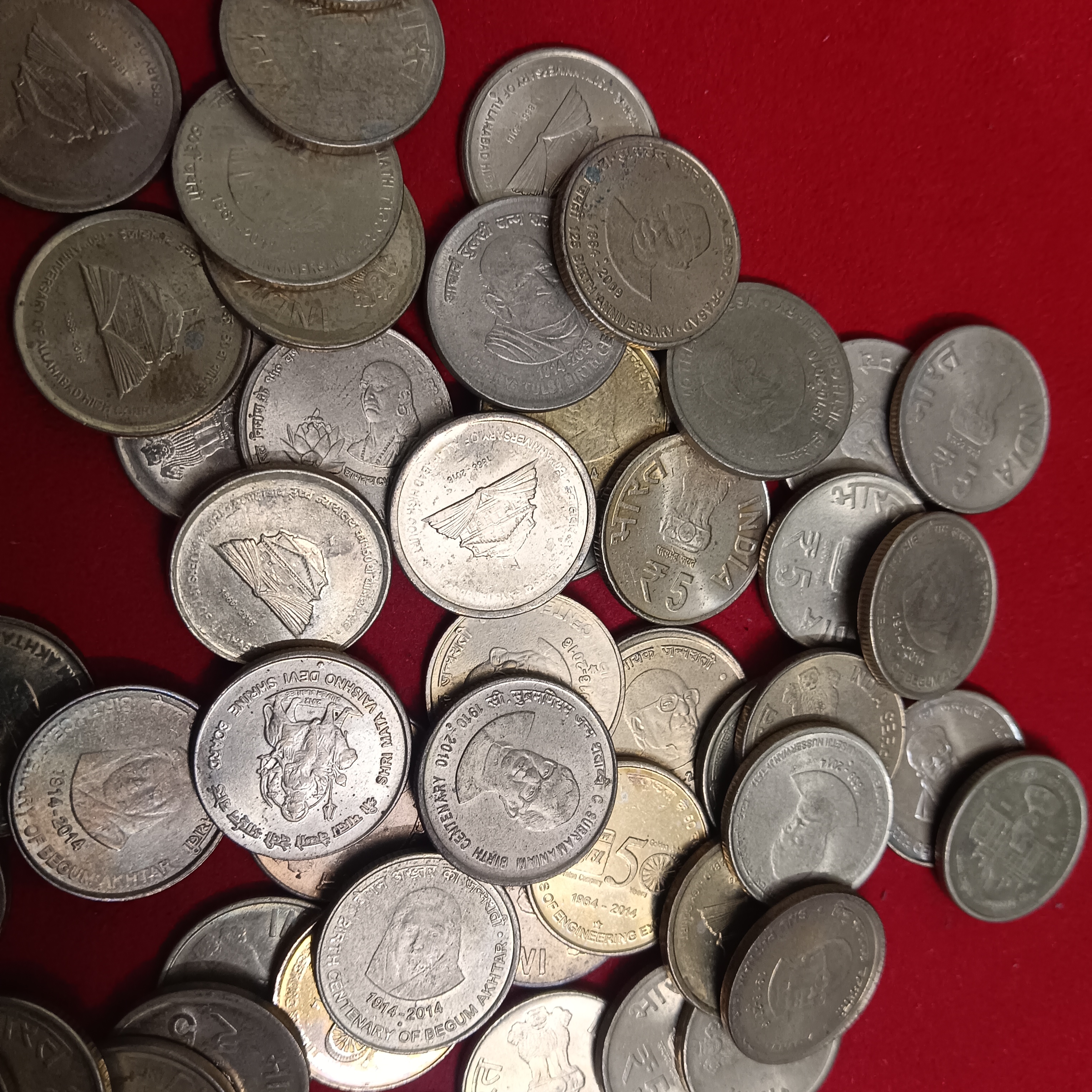 Five Rs Scare Coins Commemorative 54 Pcs Given Unc Condition - Image 2