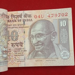 Alternative view of Ten Rs Old Fancy Number Bundle Ending 786 Governor D.Subaraw 2011 Year Unc Condition 479701