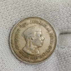 One Rs Rare Jawaharlal Nehru Mule Coin Lion Side Bombay Mint 1989 Year 04