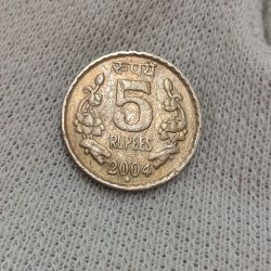 Five Rs Rare Copper Nickel Coin 2004 Year Hyderabad Mint Top Condition Sku 02