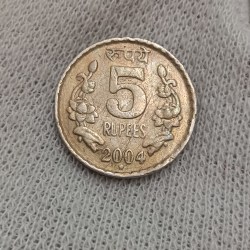 Alternative view of Five Rs Rare Copper Nickel Coin 2004 Year Hyderabad Mint Top Condition Sku 02