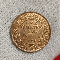 George V King Emperor One Quarter Anna 1926 Year Bombay Mint AUNC Condition Scare Coin