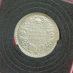 George VI Half Rupee Rare Scare Coin 1943 Year Bombay Mint British of India
