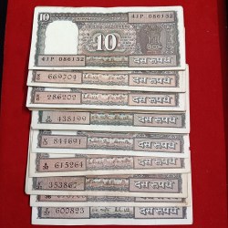 Ten Rs Black Boat Notes Mix Governor 100 Pcs Given Good Condition Notes