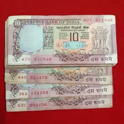 Ten Rs Rare Peacock Notes Mix Governor 100 Pcs Given Republic of India
