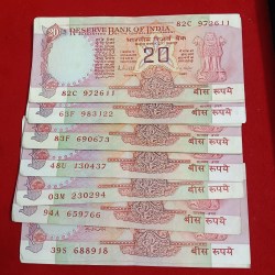 Twenty Rs Chakra Notes 145 Pcs Given Mix Governor Good Condition Republic of India