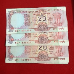 Alternative view of Twenty Rs Chakra Notes 145 Pcs Given Mix Governor Good Condition Republic of India