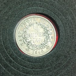 Alternative view of Rare Rare East India Coin Queen Victoria Silver Coin 1/4 Rupees Continuous Legend 1840 Year Bombay Mint Good Condition British Coin