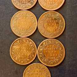 British India Set of 7 pieces of 7 different year King and emperor Edward VII Metal copper Condition as per image Same and similar set are available