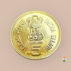 Alternative view of Rs 5 Indira Gandhi Coin 24 Karat Gold Plated Unique Top Top Quality Unique and Rare