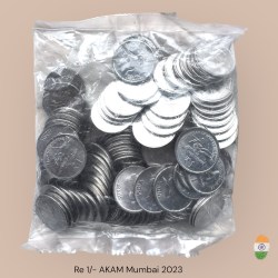 Latest New 1Rupees 2023 Mumbai Mint 50 Coin Seal Pouch Famous AKAM Series 75 Year of Independence