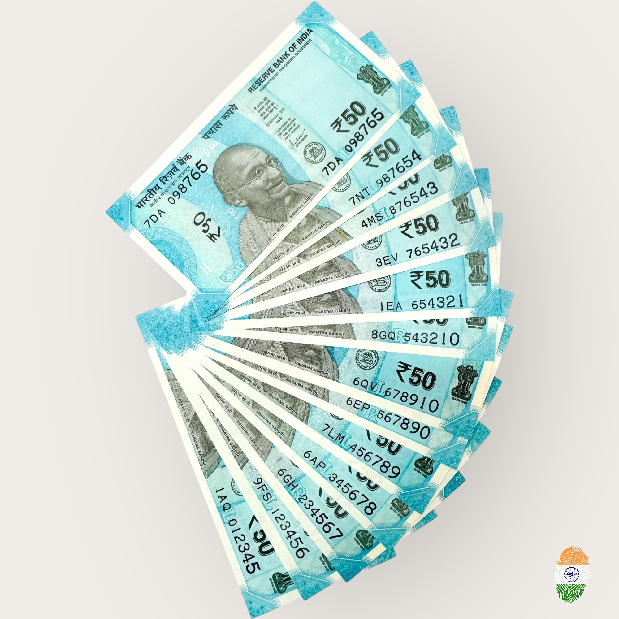 Rs 50 Running Number Complete Set 012345 to 543210 Total 13 note set GEM UNC Unique and Rare