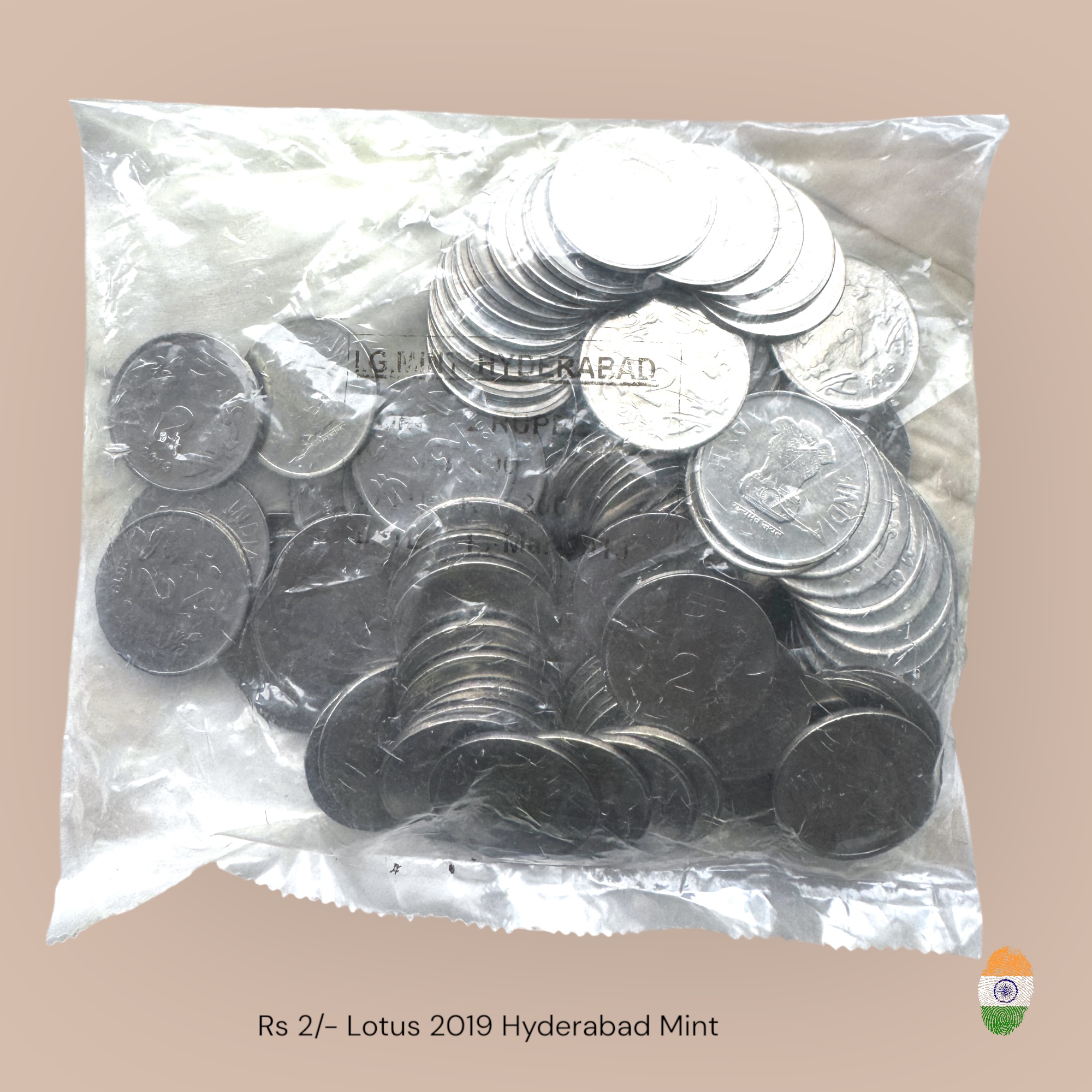 Rs 2 Hyderabad Definitive Issue 2019 Lotus Series Last Issue Extreme Rare 100 Coin Pouch Ultra Unique and Rare