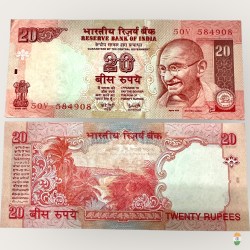 E 18 Rs 20 India Banknote Gandhi Issue Signed By Y V Reddy Inset Plain UNC Unique and Rare