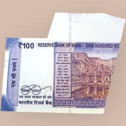 Alternative view of Rs 100 India Banknote Butterfly Extra Paper Error Unique and Rare
