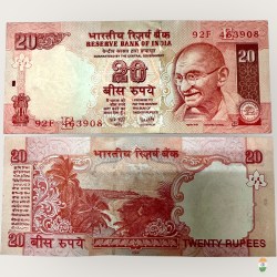 E 27 Rs 20 India Banknote Signature series Signed by Y V Reddy Inset E 2008 issue Unique and Rare