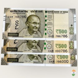 Rs 500 India Banknote Same Prefix 0AM Extreme Rare Issue Holy Number 786786 000786 And 786000 Unique and Rare