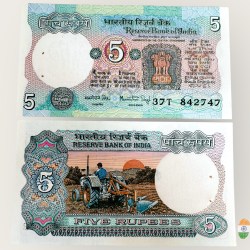 C 22 Rs 5 India Banknote Signature series Signed by Manmohan Singh Inset C 1983 Issue Unique and Rare