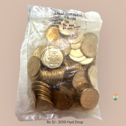 Rs 5 Drop 2019 Issue 100 coin Seal Pouch Hyderabad Issue Very Rare and Unique and Rare