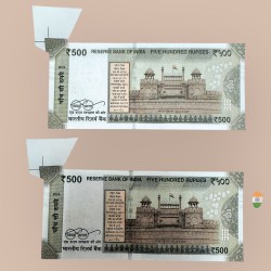 Alternative view of Rs 500 India Banknote Butterfly Extra Paper Error Unique and Rare 2 Banknotes In Sequence