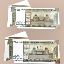 Alternative view of Rs 500 India Banknote Butterfly Extra Paper Error Unique and Rare 2 Banknotes In Sequence