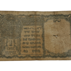 Alternative view of British India ONE RUPEE Year 1940 Sign C. JONES King GEORGE-VI Black Serial in Collectable Grade.