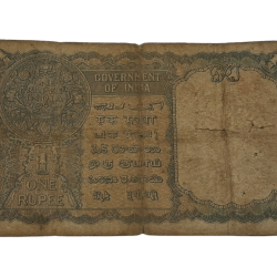 Alternative view of British India ONE RUPEE Year 1940 Sign C. JONES King GEORGE-VI Black Serial in Collectable Grade.