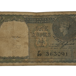British India ONE RUPEE Year 1940 Sign C. JONES King GEORGE-VI Black Serial in Collectable Grade.