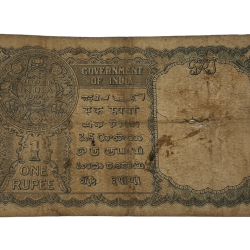 Alternative view of British India ONE RUPEE Year 1940 Sign C. JONES King GEORGE-VI Black Serial in Collectable Grade.