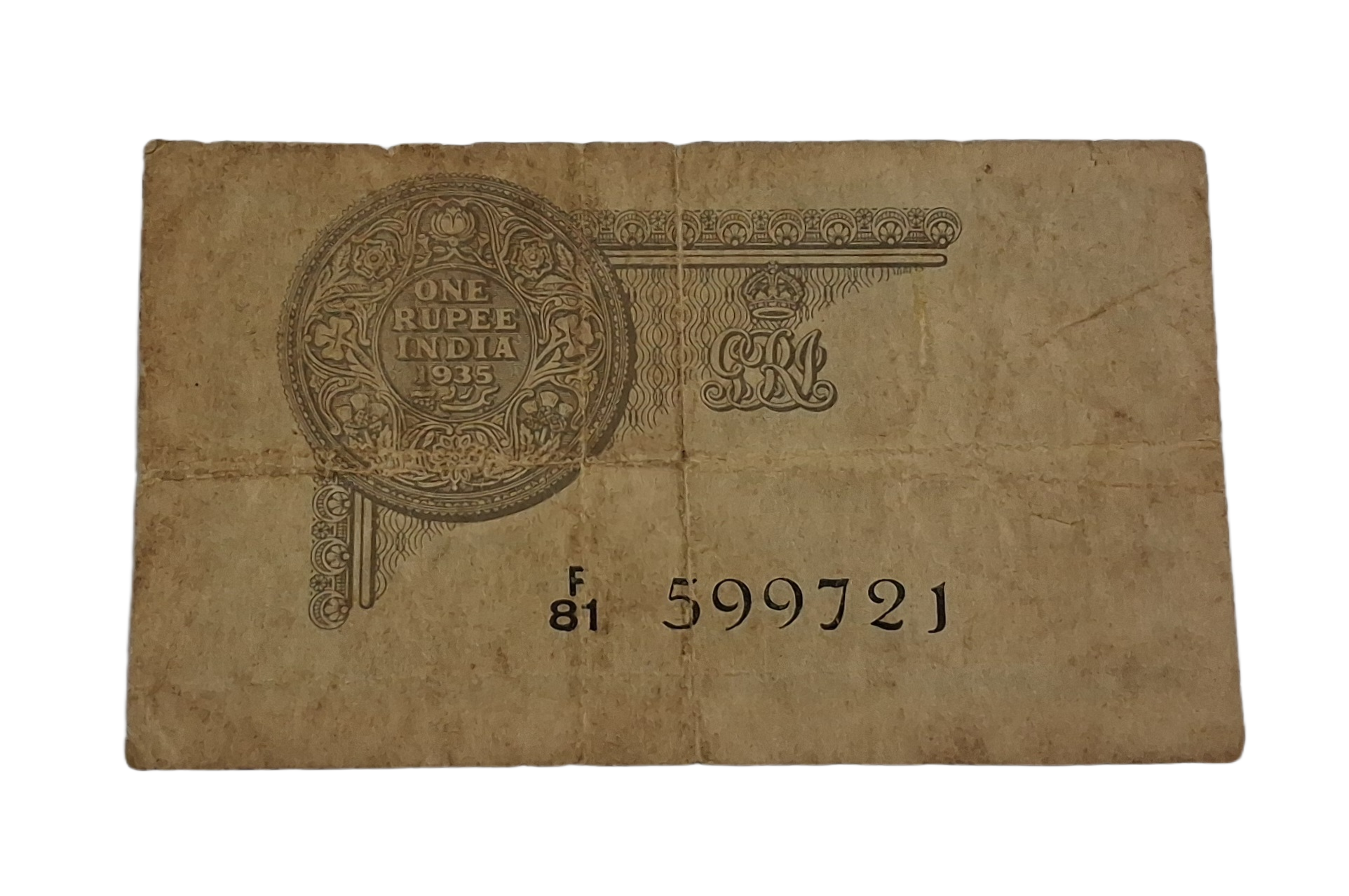 British India ONE RUPEE Year 1935 Sign J.W KELLY King GEORGE-V **RARE** Collectable Grade. - Image 2