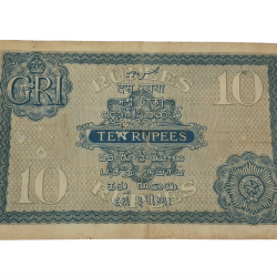 Alternative view of British India TEN RUPEES "GRI" Sign J.B TAYLOR King GEORGE-V **V. RARE** High Collectable Grade.