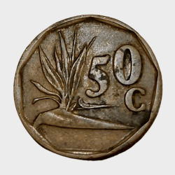Alternative view of SOUTH AFRICA Brass 50 CENTS Year 1994 in Collectable Grade.