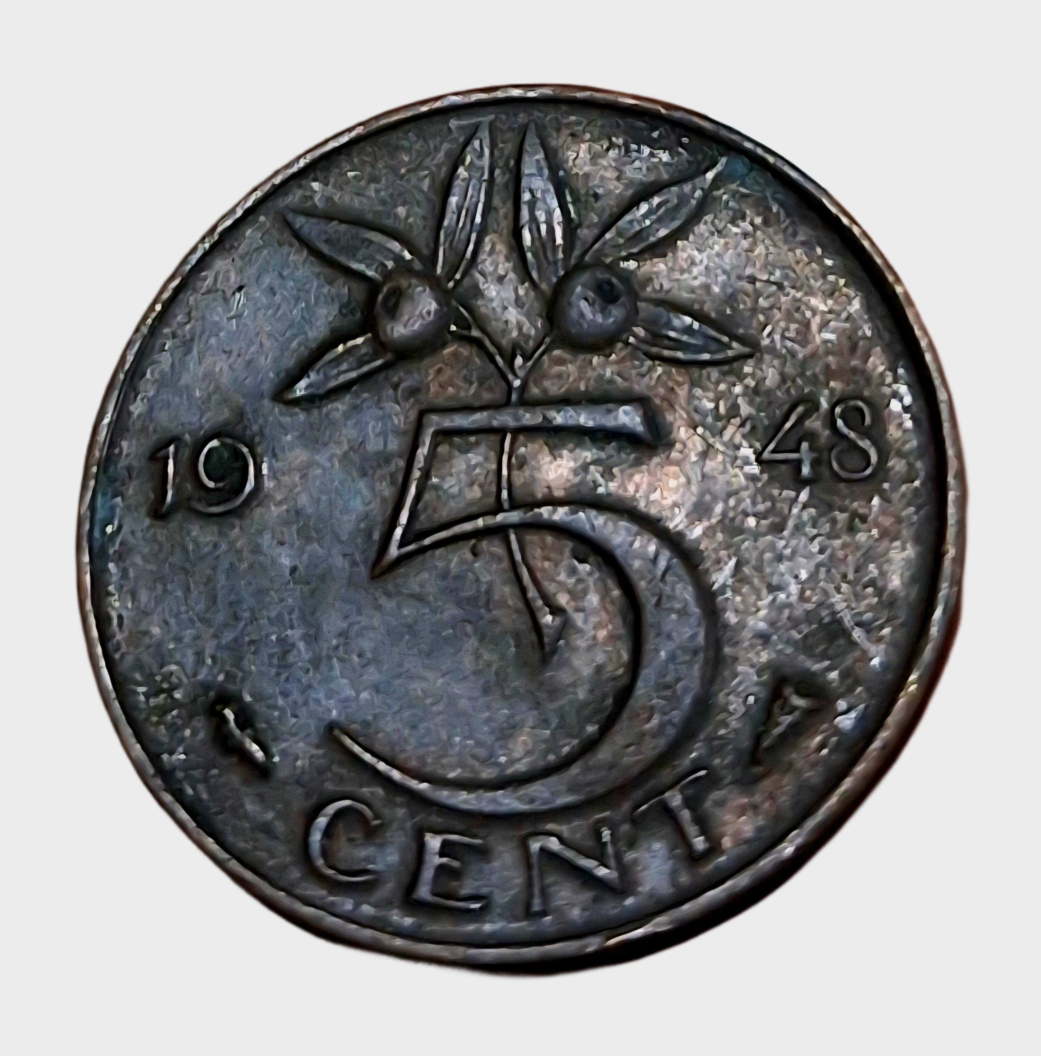 NETHERLANDS Bronze 5 CENTS Year 1948 and 1950 "JULIANA" Set 2 coins are in Collectable Grades. - Image 4