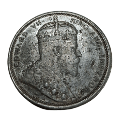 Alternative view of STRAITS SETTLEMENTS Silver ONE DOLLAR King EDWARD-VII Year 1904 "CROWN" Size "REPLICA" or "TOKEN" Coin.