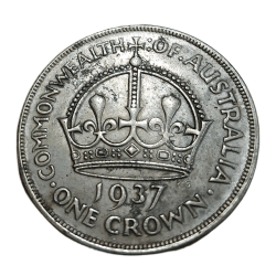 AUSTRALIA Silver ONE CROWN King GEORGE-VI Year 1937 COMMON WEALTH "CROWN" Size "REPLICA" or "TOKEN" Coin.
